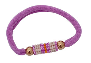Elastic Hair Piece with Purple Band and Pastel Bead Design