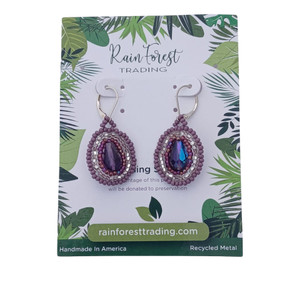 Amethyst Oval Bead Earrings SS Leverback