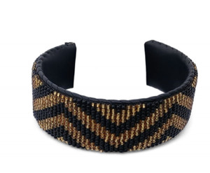 Black and Gold Mostacia Cuff With Padded Leather insert