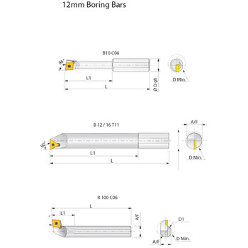 12mm - Axial / Radial Boring Bars