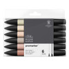 Winsor & Newton Promarker Twin-Tip Marker - 6 Skin Tones (Set 1) - Choose from Ivory, Satin, Almond, Putty, Coral and Soft Peach in this mini palette of Winsor & Newton ProMarkers.