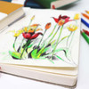 Artway INDIGO Doodle Soft Leather Sketchbook - 175x125mm - drawing of flowers