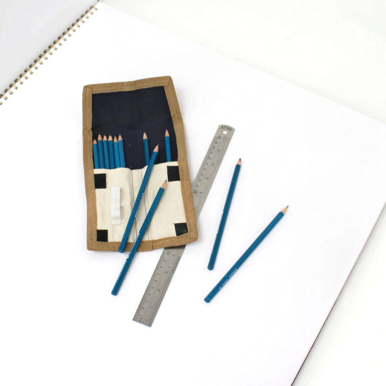 Artway Indigo Handmade Sketchbook - A2 Portrait, Casebound Cotton Paper, 32 Leaves (64 Sides), 150gsm