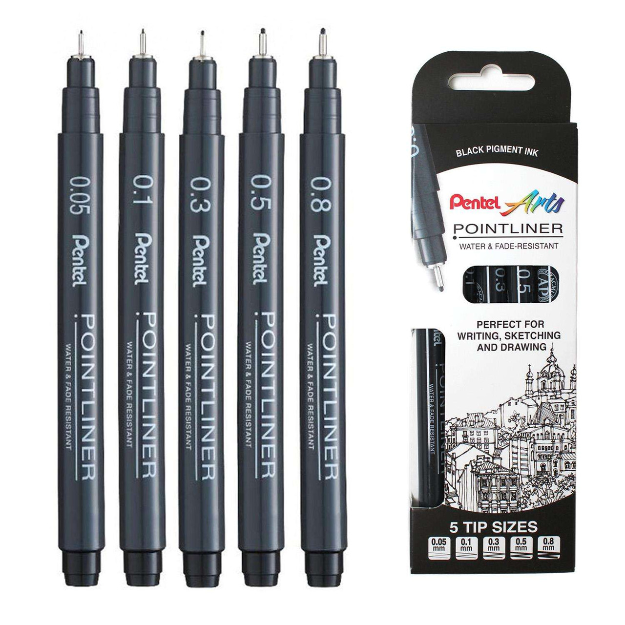 Pentel Pointliner Fineliner Pens Set of