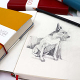 Artway INDIGO Doodle Soft Leather Sketchbook - 175x125mm - drawing of a dog