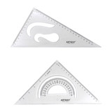 Artway Plastic Set Square Pack (2) - 45 & 60 degree angles - Pack of two comes with a 45 degree/17cm length and a 60 degree/21cm length. The 45 degree has a built in protractor for angles and arcs. Great pack for students and classrooms, ideal as a starter pack.