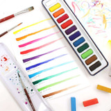 Artway Watercolour Paint Set with Size 3 Brush - Encased in a metal tin the lid doubles as a handy mixing palette - limits mess and perfect for travelling and painting on the go. Supplied with quality nylon brush (size 3) to get you on your way.
