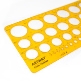Circle template slanted on it's side showing the Artway logo