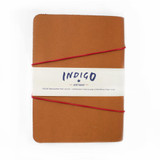 Artway INDIGO Pocket Leather Travel Journal - A6 - Soft Leather-Bound Sketch Book with 4B Pencil - Tan - Top down view (back)