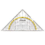 Artway Geometry Set Square - 16cm - combination of metric ruler, protractor and set square in a single device - useful for technical drawing, it has one 90-degree angle and two 45-degree angles