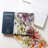 Artway Watercolour Postcards — A6 pad of 12 tear-off cards, 300gsm, with floral watercolour cover