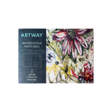 Artway Watercolour Postcards — blank reverse with address lines and stamp box, plus a painted card