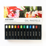 Artway Oil Pastels – set of 12 soft blendable colours, box open showing all twelve sticks in the tray