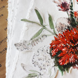 Artway Indigo 350gsm Smooth cotton rag paper with a red floral painting