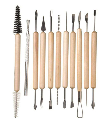 Artway 11-Piece Modelling Tool Set - a large and supremely useful collection of essential tools for a number of art and craft uses, including clay modelling, fine detail sculpting work, and a variety of other craft projects.