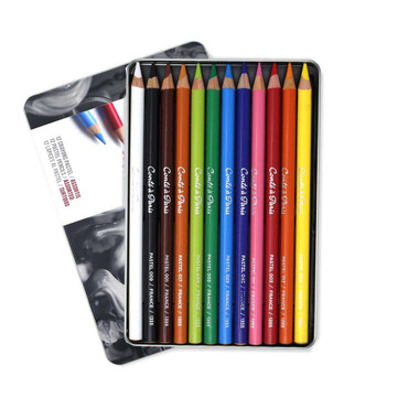 Conte Paris Pastel Pencils x 12 Assorted - the perfect pencil companion to soft pastel because its lead is slightly harder with less pigment.