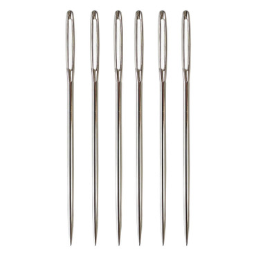 Needles x 6 - No.18 Needles for Embroidery, Chenille, Tapestry and Bookbinding - Pack of 6 No.18 sharp point needles. Hardened steel with burr free punched eyes.