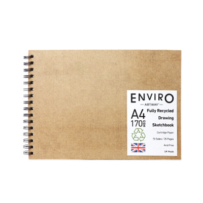 Artway ENVIRO Spiral Bound Recycled Sketchbook - 170gsm - A4 Landscape - Label