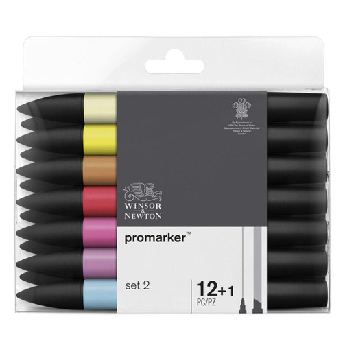 Winsor & Newton ProMarker Permanent Twin-Tip Marker - 12 Pens (Set 2) - Ideal for all types of art and craft, including illustration, Manga, scrapbooking etc.