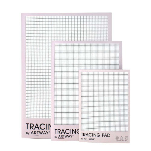 ARTWAY Premium Heavyweight Tracing Pads - available in sizes from A4 to A2, and feature a unique and useful ‘opposing-fold’ binding, so you can use the 5mm grid cover as a drawing aid by placing it under the sheet you’re currently using.