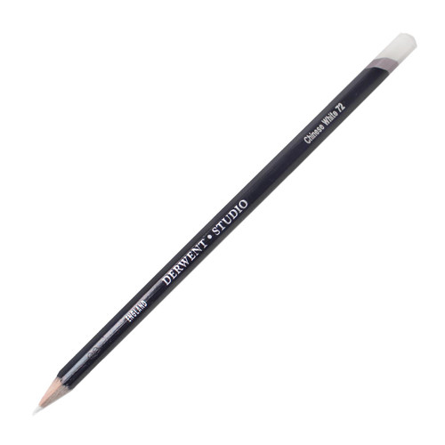 Derwent Studio Pencil - Chinese White - Hexagonal colouring pencil, perfect for detailed illustration work.