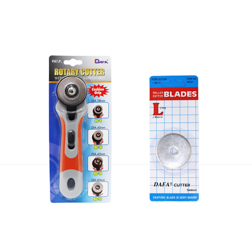 DAFA Rotary Cutter and Blades - Group Shot DAFA Rotary Cutter and Blades - Group Shot