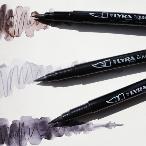 Lyra Aqua Brush Duo Pen - Black / Sepia / Grey - Hero Shot