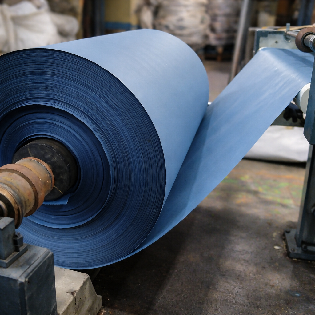 Denim pulp pressed into naturally blue sheets