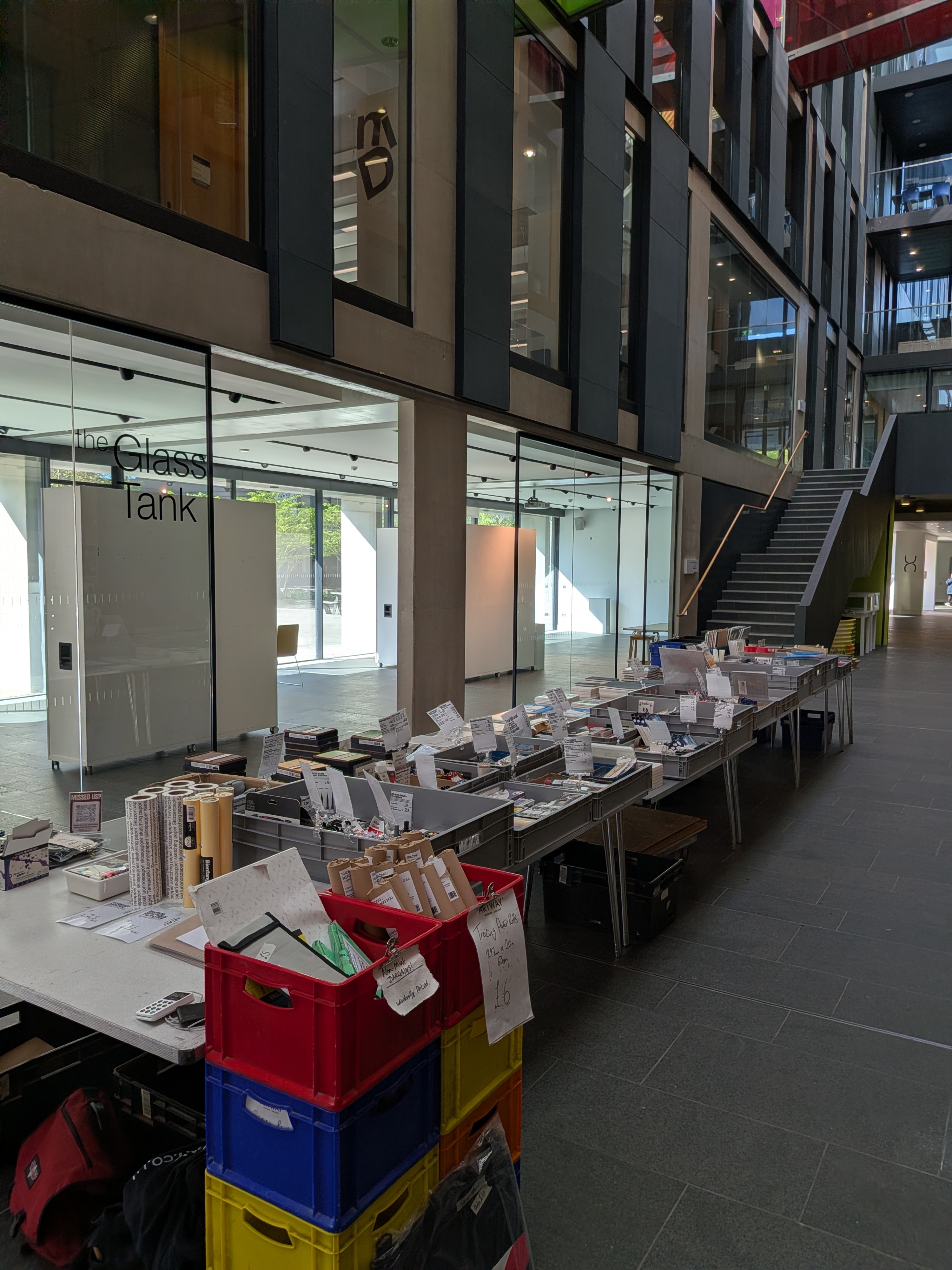 Artway pop-up stall at the Glass Tank university building
