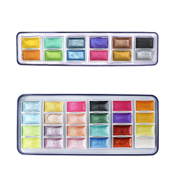 Artway – Coffret 24 Aquarelles Métalliques Et Nacrées – Shimmer – Boîte Palette – Artistes Débutants