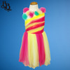 W013 Girls Colorful Floral Dress Pink Green