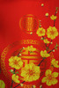 CTN60 Traditional Vietnamese áo dài with double joy symbol and yellow magnolia for lunar new year, weddings and tea ceremonies
