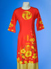 CTN60 Ladies Traditional Vietnamese áo dài cách tân with double joy symbol and yellow magnolia for lunar new year (Top only)