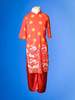 ADG206 Traditional Vietnamese high collared áo dài with lucky charm and magnolia blossoms