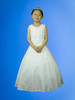 PP401 Simple floral detailed white full length sleeveless dress