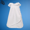 BU169 Simple Unisex Short Sleeve White Christening Baptism Gown