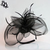 J913 Large Net Yarn Floral Feather Fascinator Headband