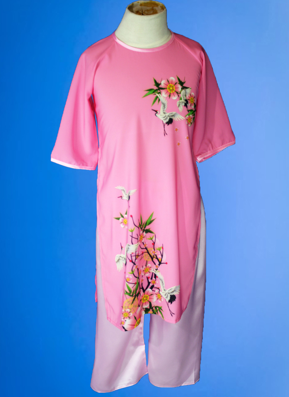 Ao Dai Men and Women Vietnamese Traditional Dress With Bird and