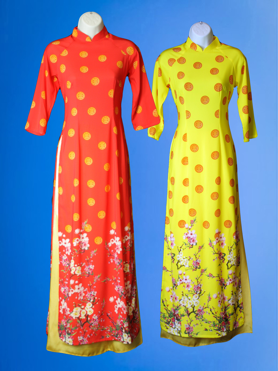 Ao dai lady lucky charm and magnolia blossoms