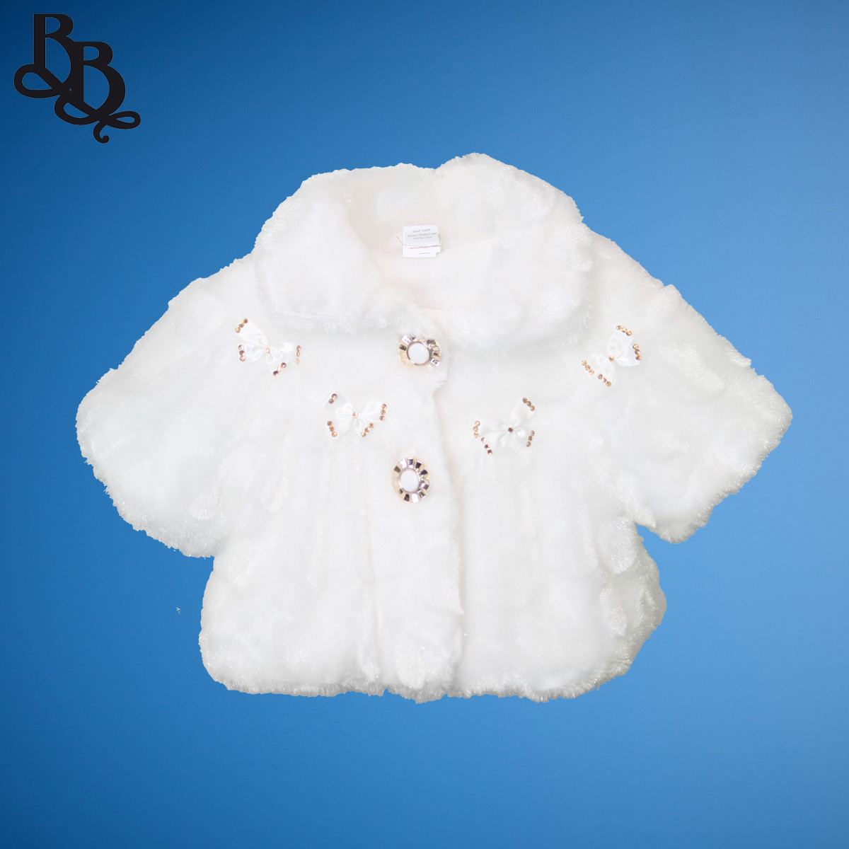 white fluffy bolero jacket