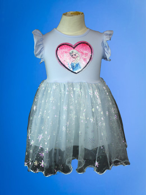 PP03 Elsa dress with snowflake tulle skirt