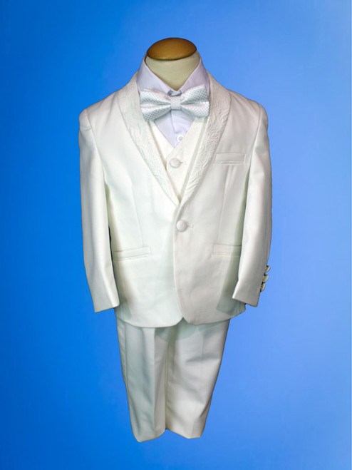 4817 Boys 3 pcs off white suit includes blazer, waistcoat and trousers (shirt and tie sold seperately)