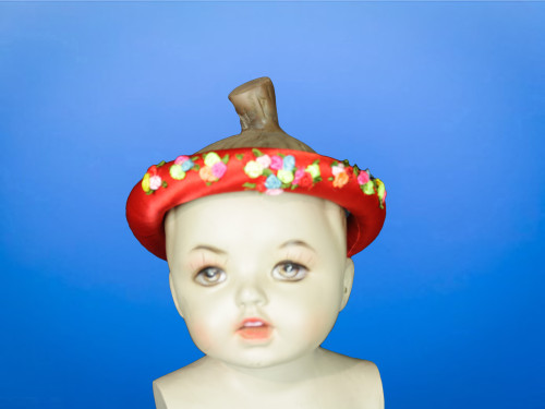 ADH3 Vietnamese girl hat with floral embellishment (Mấn áo dài/ Khan dong)