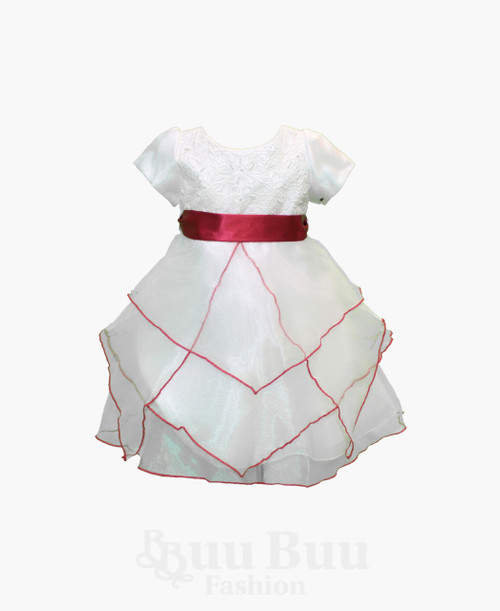 BU391 White Flowergirl Short Sleeve Dress