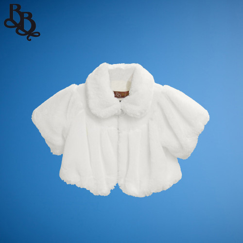 LL635 White Short Sleeve Faux Fur 
