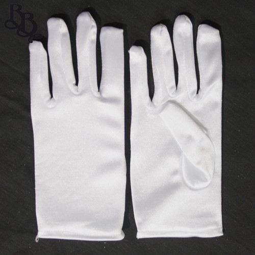 2071 Little Girls White Satin Formal Gloves