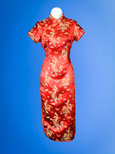 slim fit dress slacks Red Sequined Velvet Mothers Maxi Cheongsam Qipao Dress