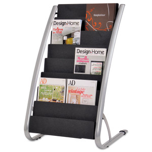 Literature Floor Rack, 16 Pocket, 23w X 19.67d X 36.67h, Silver Gray/black - ABADDEXPO8