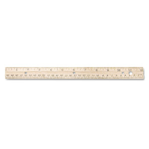 Three-Hole Punched Wood Ruler English And Metric With Metal Edge, 12" Long - ACM10702