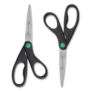 Kleenearth Scissors, 8" Long, 3.25" Cut Length, Black Straight Handles, 2/pack - ACM15179